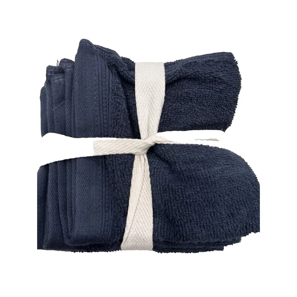 New Home Expressions Blue Navy Cotton Wash Cloths Set of 6